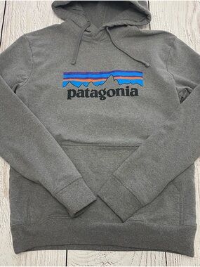Patagonia Men's Grey Logo Hoodie Small